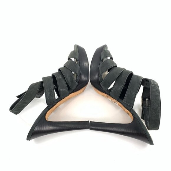 Via Spiga Womens platforms size 8 gray suede strappy cage chunky - Picture 6 of 14